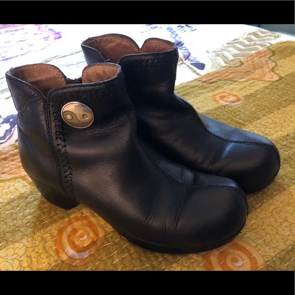 Dansko Black Leather Booties